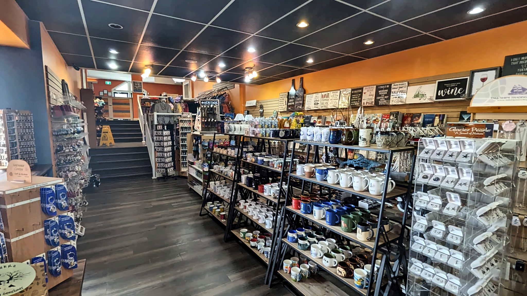 Inside the Downhome Shoppe at Great Auk Winery, lined with Newfoundland gifts and souvenirs